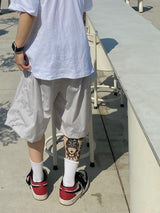 Nylon Wide Banding Bermuda Pants 2C