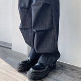 Pocket Embroidery Geometric Seam Wide Pants