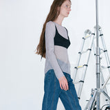 Glittering sheer knit silver