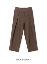 Leaf double pin tuck string wide slacks