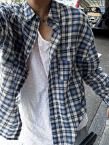 two-pocket checkered tartan shirt