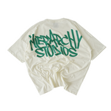 Hierarchy Studios - グラフィティーワイドロゴオーバーサイズTシャツ ホワイト