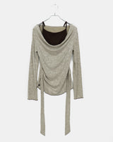 Bimu ribbed strap sleeveless レイヤードオフショルダーロングスリーブTシャツ