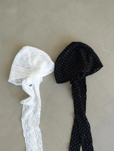 ビーズド ドット レース ヘッドスカーフ (WHITE, BLACK 2COLORS!)