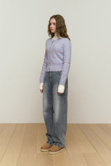 SMALL CHERRY CABLE KNIT CARDIGAN [LAVENDER]