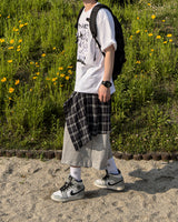 Lever Check Layered Bermuda Pants