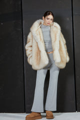 TWO TONE FUR JACKET -IVORY