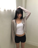 ジェルキー サマー ラウンドネック カーディガン
