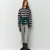 Oversized Stripe T-Shirts_Navy