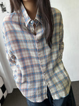 Ani Sheer Check Oversized Shirt 3color