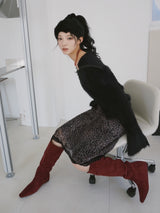 chiffon banding leopard long skirt