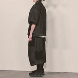 リバーステリーポケットデニムショートスリーブシャツ_ブラック