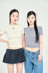 リボンロゴ刺繍半袖Tシャツ / ribbon LOGO embroidery H/S TEE