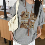 トーストプリントオーバーサイズルーズフィットサマー半袖Tシャツ 2 Colors