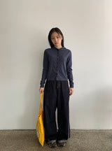 ヘンボーダー起毛フードカーディガン