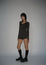 RIB BUTTON LONG TEE