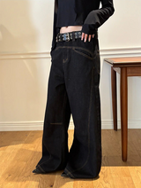 [Unisex] ステッチブーツカットデニムパンツ