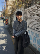 Karu Ribbed Henley Neck Button Long Sleeve 3C