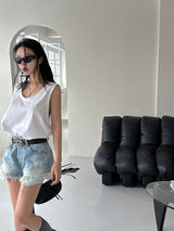Deep U-neck Unisex Loose Fit Sleeveless