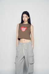 25SS アグリーハートクロップスリーブレス アッシュココア