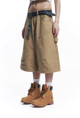 Double Knee Chino 8-Bermuda Pants - Beige