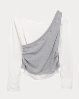 リンシュスタッドカラーブロックレイヤード長袖Tシャツ