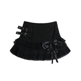 Double Belted Ribbon Frill Skirt