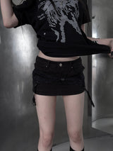 black studded skirt pants
