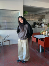 Huvit Pintuck Cotton Denim Wide Pants