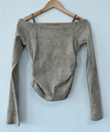 STUD SHIRRING TANK LAYERED SLIM LONG SLEEVE🤎🩶 - 2 COLORS