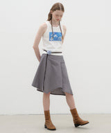 Striped Asymmetric Skirt - Grey