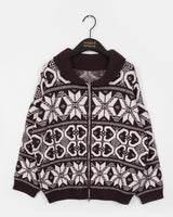 Kumu Nordic Round Collar Two-Way Knit Zip-Up