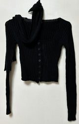 (SCARF & KNIT SET) DREAMY SOFT RIBBED カーディガン スカーフセミクロップドニット - 2 COLOR