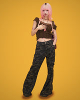 camo bootscut pants