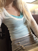 Summer tencel deep v neck t-shirts(3color)