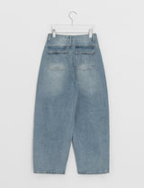 [unisex] Sieon Pocket Curved Wide Denim Pants