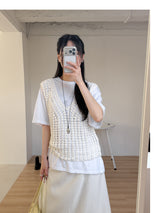 Popcorn Lace-up V-Neck Knit Vest