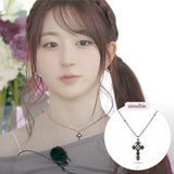 [NMIXX Haewon Necklace] ノクターンゴシッククロスカラーボーンネックレス (ステンレス)