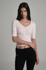 Soft Blush Shirring Top, Pink