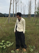 Rib Line Muscle Fit Zip-Up Knit