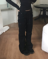 Banding Low-Rise Loose Bootcut Pants