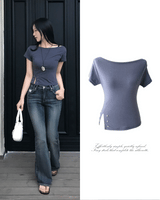 Lost Ball Stud Boat Neck Slit Half Tee