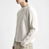 Waffle Crop Henley Neck T-shirt Ivory