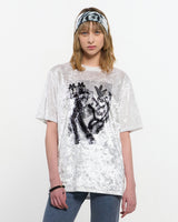 Velvet print Oversized T-Shirt _ WHITE