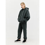 Oversized Full Zip Hoodie - Washed Black