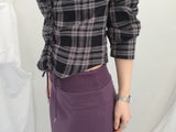 ruffle frill checkered short shirt