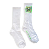 Neon Alien Crew Socks White