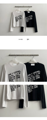ダラレタリングセミクロップド長袖Tシャツ
