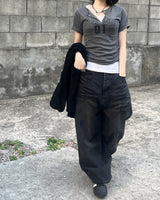 ビンテージテンスナップリブTシャツ