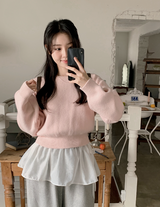 Pastel Crop Round Loose Knit (6color)